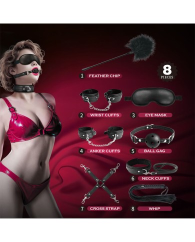PRETTY LOVE - KIT BDSM 8 PIÈCES NOIR