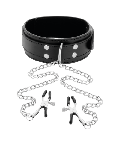 DARKNESS - COLLIER AVEC PINCES NIPPLE NOIR