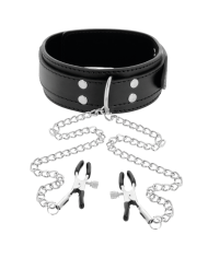 DARKNESS - COLLIER AVEC PINCES NIPPLE NOIR