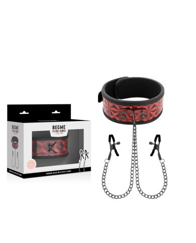 BEGME - COLLIER ÉDITION ROUGE AVEC PINCES TÉLÉMON AVEC DOUBLURE EN NÉOPRÈNE