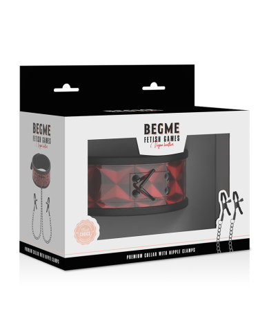 BEGME - COLLIER ÉDITION ROUGE AVEC PINCES TÉLÉMON AVEC DOUBLURE EN NÉOPRÈNE