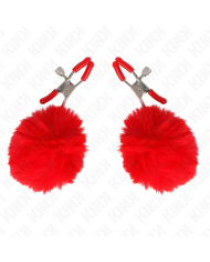 KINK - PINCE A METON BOULE FAUSSE FOURRURE ROUGE 6 CM