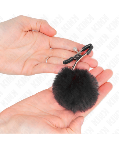 KINK - PINCE A METON BOULE EN FAUSSE FOURRURE NOIR 6 CM