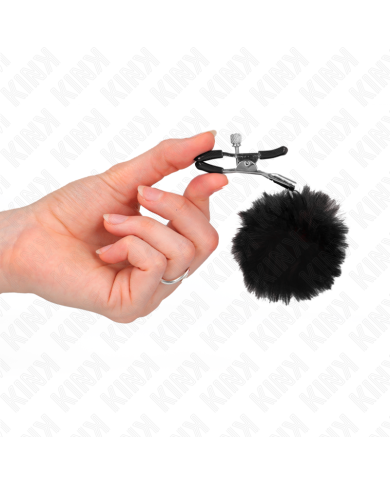 KINK - PINCE A METON BOULE EN FAUSSE FOURRURE NOIR 6 CM