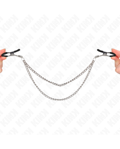KINK - PINCES À TETEAUX AVEC 2 CHAÎNES ÉPAISSES ARGENT 20/23 CM