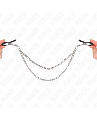 KINK - PINCES À TETEAUX AVEC 2 CHAÎNES ÉPAISSES ARGENT 20/23 CM