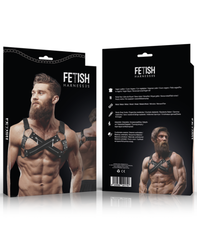 FETISH SUBMISSIVE ATTITUDE - HARNAIS DE POITRINE CROISÉ EN NÉOPRÈNE RÉGLABLE AVEC FERMETURES GLISSIÈRE POUR HOMMES