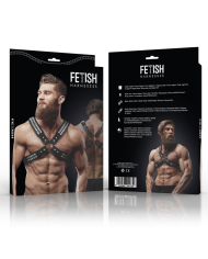 FETISH SUBMISSIVE ATTITUDE - HARNAIS EN CUIR ÉCOLOGIQUE POUR HOMMES POITRINE CROISÉE AVEC RIVETS