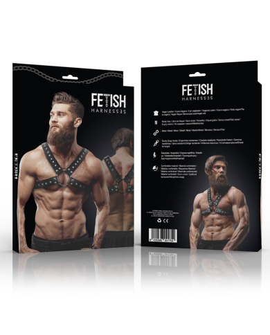 FETISH SUBMISSIVE ATTITUDE - HARNAIS DE POITRINE CROISÉ EN ÉCO-CUIR POUR HOMMES AVEC CLOUS