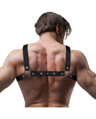 FETISH SUBMISSIVE ATTITUDE - HARNAIS DE POITRINE RÉGLABLE EN ÉCO-CUIR POUR HOMMES AVEC CROIX BULLDOG
