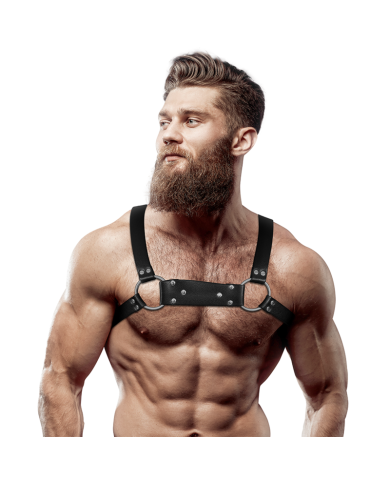 FETISH SUBMISSIVE ATTITUDE - HARNAIS DE POITRINE BULLDOG EN CUIR ÉCOLOGIQUE POUR HOMMES TAILLE M/L
