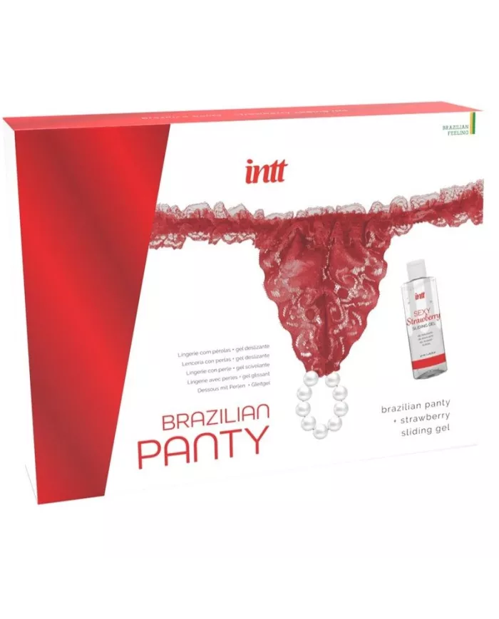 INTT RELEASES - CULOTTE ROUGE BRÉSILIENNE AVEC PERLES ET GEL LUBRIFIANT 50 ML INTT RELEASES - CULOTTE ROUGE BRÉSILIENNE AVEC PERLES ET GEL LUBRIFIANT 50 ML
