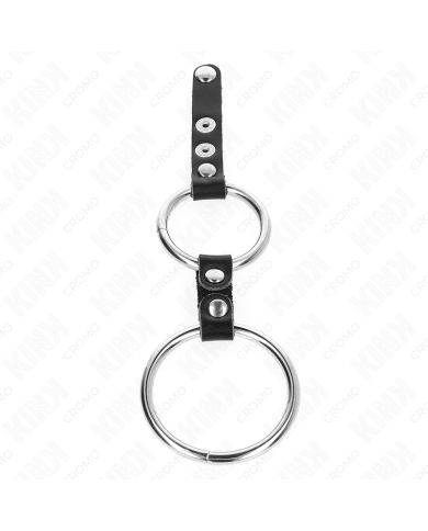 KINK - DOUBLE ANNEAU PÉNIS 3,8 CM À 5 CM CONNECTÉ PAR CUIR