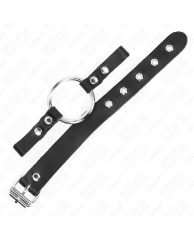 KINK - ANNEAU PÉNIS EN CUIR AVEC FERMETURE À BOUCLE 22 X 2 CM AVEC ANNEAU EN MÉTAL 4 CM