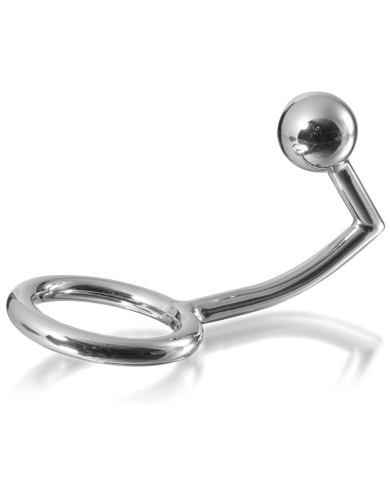 METAL HARD - ANNEAU COCK RING AVEC CROCHET INTRUS ANAL 40MM