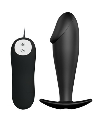 PRETTY LOVE - PLUG ANAL EN SILICONE FORME PÉNIS ET 12 MODES DE VIBRATION NOIR