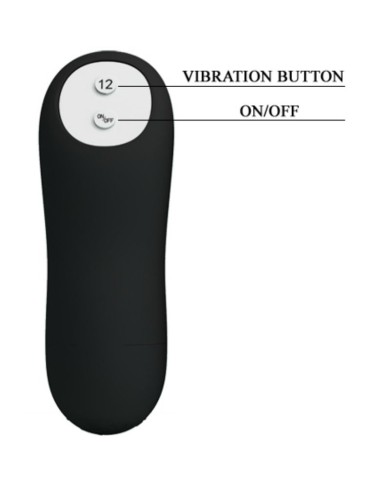 PRETTY LOVE - PLUG ANAL EN SILICONE FORME PÉNIS ET 12 MODES DE VIBRATION NOIR