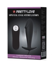 PRETTY LOVE - PLUG ANAL EN SILICONE FORME PÉNIS ET 12 MODES DE VIBRATION NOIR