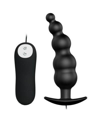 PRETTY LOVE - PLUG ANAL SILICONE EXTRA STIMULATION ET 12 MODES DE VIBRATION NOIR