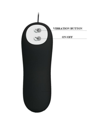 PRETTY LOVE - PLUG ANAL FORME DANCRE SILICONE 12 MODES DE VIBRATION NOIR