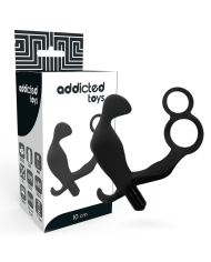 ADDICTED TOYS - PLUG ANAL AVEC DOUBLE ANNEAU PÉNIS ET TESTICULES NOIR