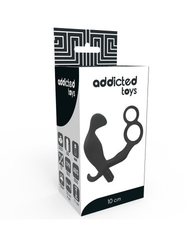 ADDICTED TOYS - PLUG ANAL AVEC DOUBLE ANNEAU PÉNIS ET TESTICULES NOIR