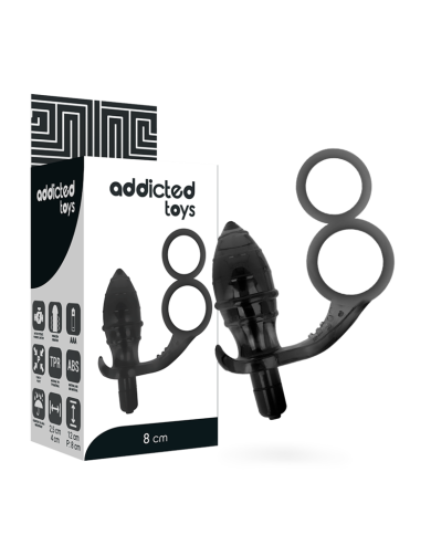 ADDICTED TOYS - PLUG ANAL AVEC DOUBLE ANNEAU NOIR