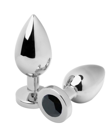 METAL HARD - PLUG ANAL DIAMANT NOIR MOYEN 7,62CM