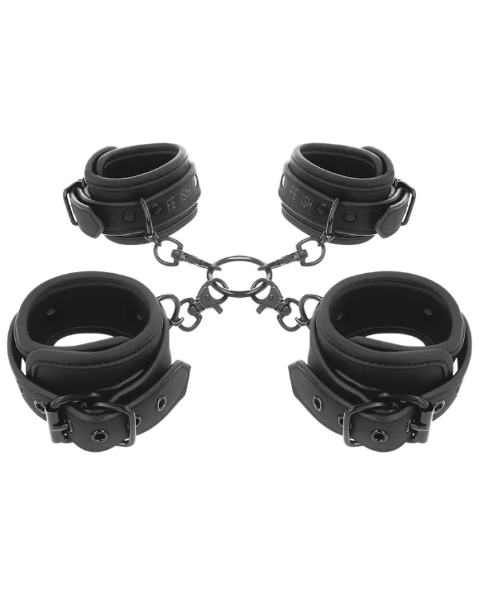 FETISH SUBMISSIVE - ENSEMBLE DE MENOTTES POUR MAINS ET CHEVILLES AVEC DOUBLURE EN NOPRÈNE FETISH SUBMISSIVE - ENSEMBLE DE MENOTTES POUR MAINS ET CHEVILLES AVEC DOUBLURE EN NOPRÈNE