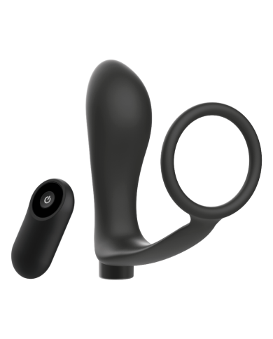 ADDICTED TOYS - ANNEAU PÉNIS AVEC TÉLÉCOMMANDE PLUG ANAL NOIR RECHARGEABLE