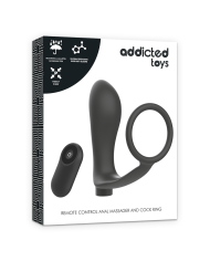 ADDICTED TOYS - ANNEAU PÉNIS AVEC TÉLÉCOMMANDE PLUG ANAL NOIR RECHARGEABLE