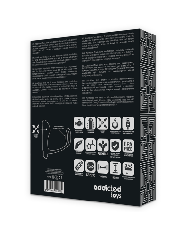 ADDICTED TOYS - ANNEAU PÉNIS AVEC TÉLÉCOMMANDE PLUG ANAL NOIR RECHARGEABLE