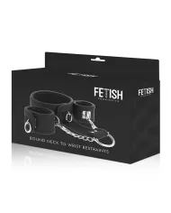 FETISH SUBMISSIVE - COLLIER ET MENOTTES EN CUIR VÉGAN AVEC DOUBLURE EN NOPRÈNE FETISH SUBMISSIVE - COLLIER ET MENOTTES EN CUIR VÉGAN AVEC DOUBLURE EN NOPRÈNE