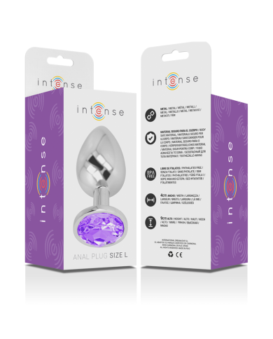 INTENSE - PLUG ANAL EN MÉTAL ALUMINIUM AVEC CRISTAL VIOLET TAILLE L
