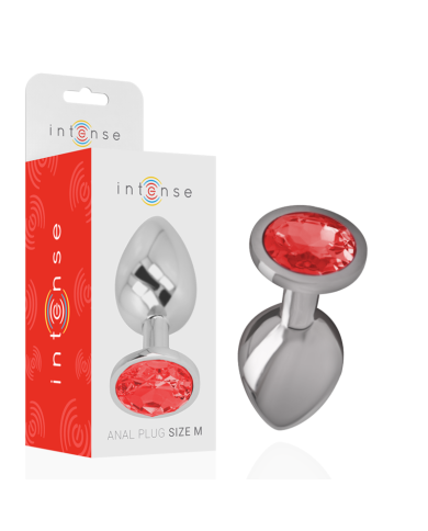 INTENSE - PLUG ANAL EN MÉTAL AVEC CRISTAL ROUGE TAILLE M