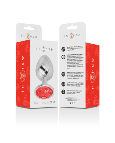 INTENSE - PLUG ANAL EN MÉTAL AVEC CRISTAL ROUGE TAILLE M