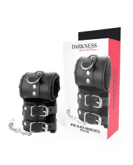 DARKNESS - MENOTTES AJUSTABLES EN CUIR NOIR AVEC DOUBLURE DARKNESS - MENOTTES AJUSTABLES EN CUIR NOIR AVEC DOUBLURE