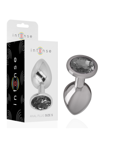 INTENSE - PLUG ANAL EN MÉTAL ALUMINIUM AVEC CRISTAL NOIR TAILLE S