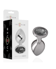 INTENSE - PLUG ANAL EN MÉTAL ALUMINIUM AVEC CRISTAL NOIR TAILLE S