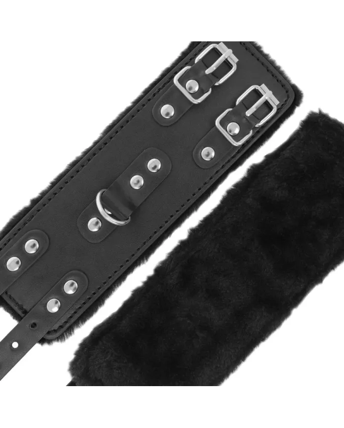 DARKNESS - MENOTTES AJUSTABLES EN CUIR NOIR AVEC DOUBLURE DARKNESS - MENOTTES AJUSTABLES EN CUIR NOIR AVEC DOUBLURE