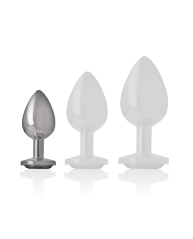 INTENSE - PLUG ANAL EN MÉTAL ALUMINIUM AVEC CRISTAL NOIR TAILLE S