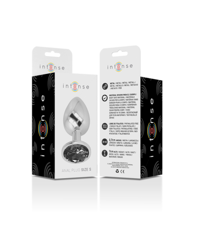 INTENSE - PLUG ANAL EN MÉTAL ALUMINIUM AVEC CRISTAL NOIR TAILLE S