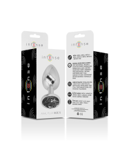 INTENSE - PLUG ANAL EN MÉTAL ALUMINIUM AVEC CRISTAL NOIR TAILLE S