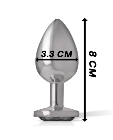 INTENSE - PLUG ANAL EN MÉTAL ALUMINIUM AVEC VERRE NOIR TAILLE M