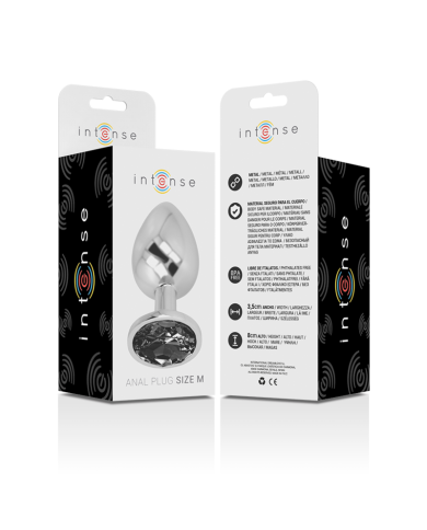 INTENSE - PLUG ANAL EN MÉTAL ALUMINIUM AVEC VERRE NOIR TAILLE M