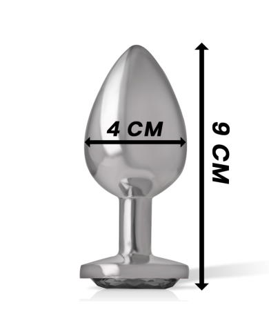 INTENSE - PLUG ANAL EN MÉTAL ALUMINIUM AVEC VERRE NOIR TAILLE L