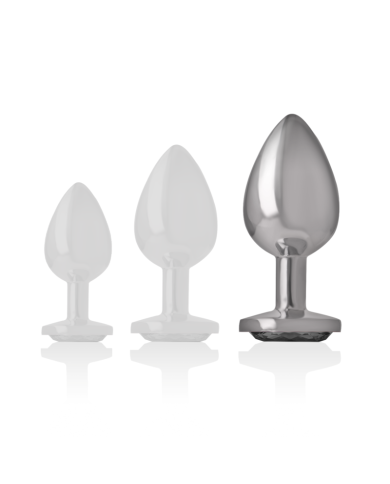 INTENSE - PLUG ANAL EN MÉTAL ALUMINIUM AVEC VERRE NOIR TAILLE L