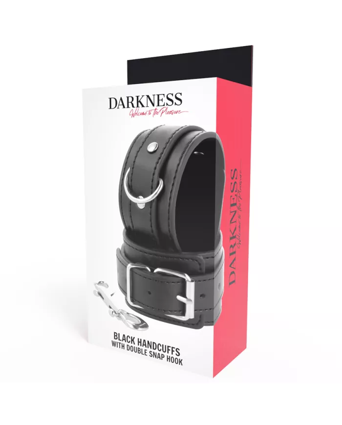 DARKNESS - MENOTTES RÉGLABLES NOIRES AVEC DOUBLE RUBAN DE RENFORT DARKNESS - MENOTTES RÉGLABLES NOIRES AVEC DOUBLE RUBAN DE RENFORT