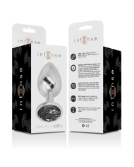 INTENSE - PLUG ANAL EN MÉTAL ALUMINIUM AVEC VERRE NOIR TAILLE L