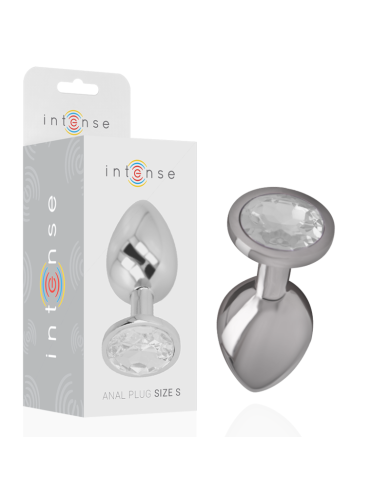 INTENSE - PLUG ANAL EN MÉTAL ALUMINIUM AVEC CRISTAL DARGENT TAILLE S